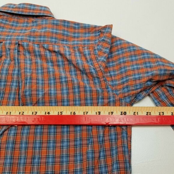 Tommy Hilfiger Long-Sleeve Button Down Shirt Color: Orange & Blue Size Small - Picture 7 of 9